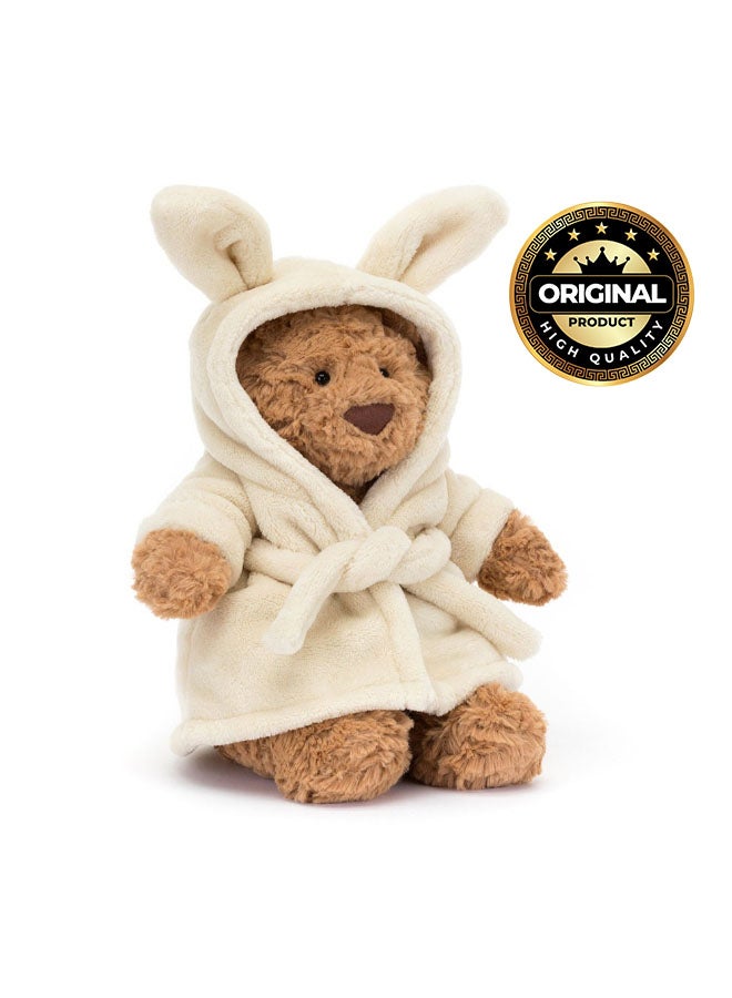 Jellycat Bartholomew Bear Bathrobe Outfit - Removable Robe Plush – Soft Stuffed Toy with Cordy Legs, Cute Valentine’s Gift for Kids & Adults, Collectible Jellycat, 22cm - Image 1
